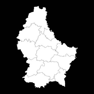 İdari bölümleri olan Lüksemburg haritası. Vektör illüstrasyonu.