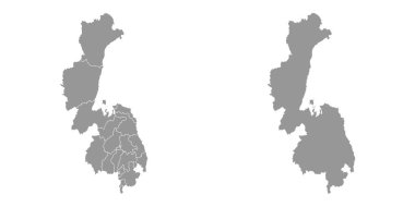 Khabarovsk Krai haritası, Rusya 'nın idari bölümü. Vektör illüstrasyonu.