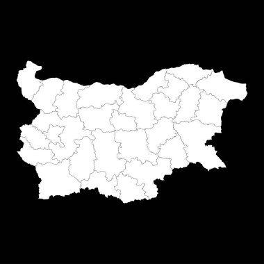 Bulgaristan 'ın taşralı haritası. Vektör illüstrasyonu.