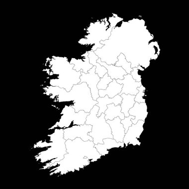 İrlanda haritası, eyaletler ve Kuzey İrlanda. Vektör illüstrasyonu.