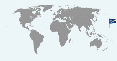 Marshall Adaları 'nın dünya haritasında işaretli bir harita. Vektör illüstrasyonu.