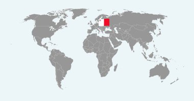 Dünya haritasında Malta bayrağı olan pin haritası. Vektör illüstrasyonu.