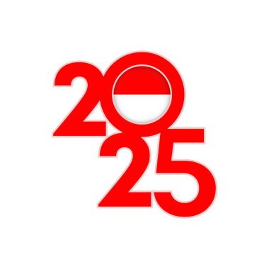 İçinde Endonezya bayrağı olan 2025 afişi. Vektör illüstrasyonu.