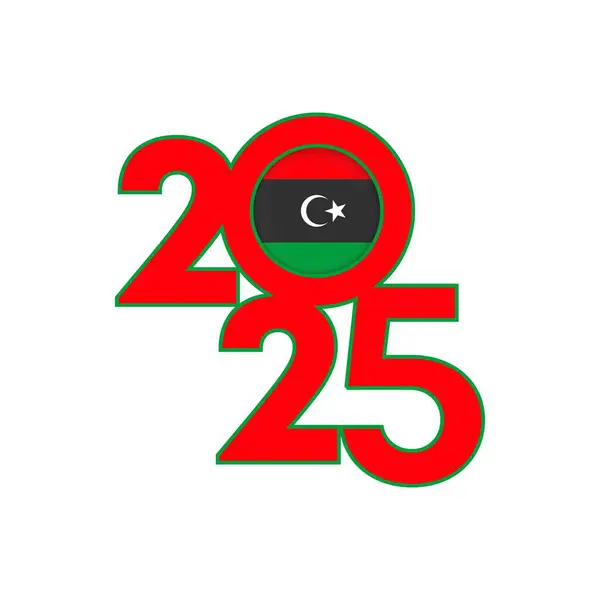 Stock vector 2025 banner with Libya flag inside. Vector illustration.