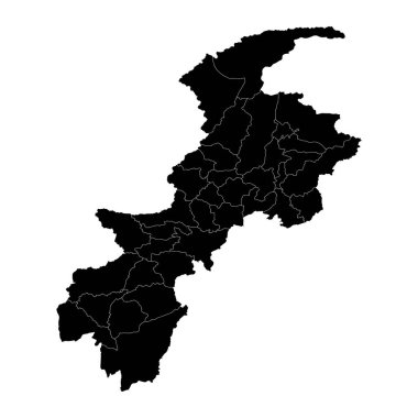 Khyber Pakhtunkhwa map with districts. Vector illustration. clipart