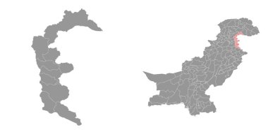 Azad Kashmir map with districts. Vector illustration. clipart