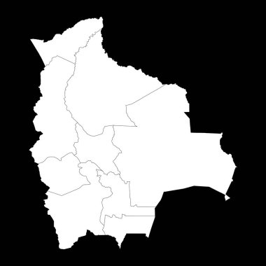 İdari bölümlere sahip Bolivya haritası.