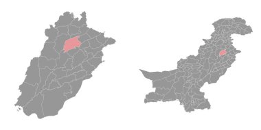 Sargodha bölge haritası, Pakistan idari bölümü. Vektör illüstrasyonu.