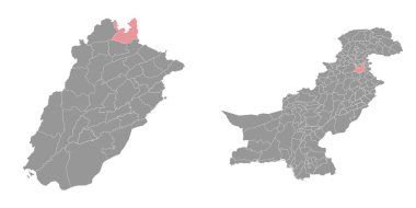 Rawalpindi bölge haritası, Pakistan idari bölümü. Vektör illüstrasyonu.