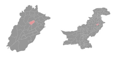 Chiniot bölge haritası, Pakistan idari bölümü. Vektör illüstrasyonu.