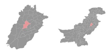 Jhang bölge haritası, Pakistan idari bölümü. Vektör illüstrasyonu.