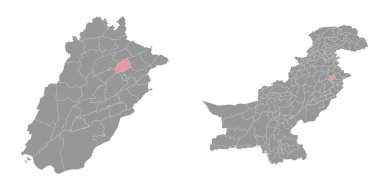 Hafizabad bölge haritası, Pakistan idari bölümü. Vektör illüstrasyonu.