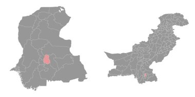 Tando Allahyar bölge haritası, Pakistan idari bölümü. Vektör illüstrasyonu.