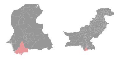 Sujawal bölge haritası, Pakistan idari bölümü. Vektör illüstrasyonu.
