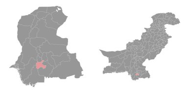 Tando Muhammad Khan bölge haritası, Pakistan idari bölümü. Vektör illüstrasyonu.