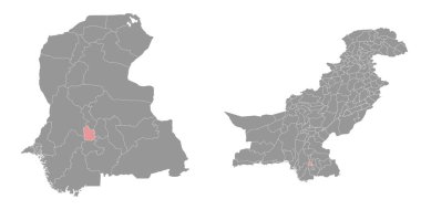 Hyderabad bölge haritası, Pakistan idari bölümü. Vektör illüstrasyonu.