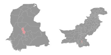 Matiari bölge haritası, Pakistan idari bölümü. Vektör illüstrasyonu.