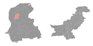 Naushahro Feroze bölge haritası, Pakistan idari bölümü. Vektör illüstrasyonu.