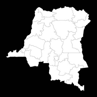 Demokratik Kongo Cumhuriyeti haritası idari bölümlerle birlikte. Vektör illüstrasyonu.