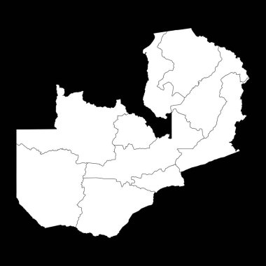 İdari bölümleri olan Zambiya haritası. Vektör illüstrasyonu.