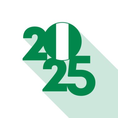 İçinde Nijerya bayrağı olan 2025 pankartı. Vektör illüstrasyonu.