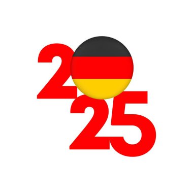 İçinde Almanya bayrağı olan 2025 afişi. Vektör illüstrasyonu.