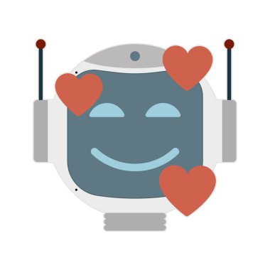 Üç kalpli robot surat. Vektör illüstrasyonu.