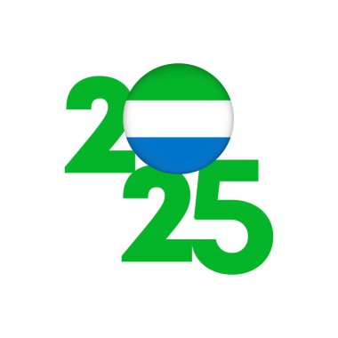 İçinde Sierra Leone bayrağı olan 2025 pankartı. Vektör illüstrasyonu.