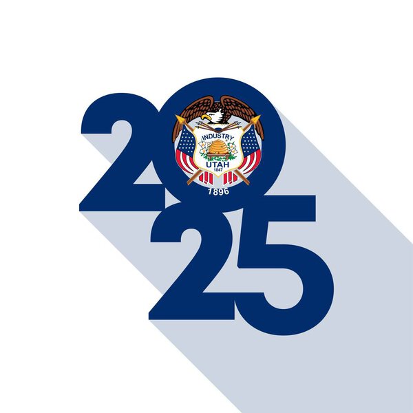 Длинный флаг 2025 года с флагом штата Юта внутри. Векторная иллюстрация.