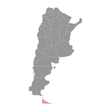 Tierra del Fuego Eyaleti haritası, Arjantin idari bölümü. Vektör illüstrasyonu.