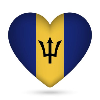 Kalp şeklinde Barbados bayrağı. Vektör illüstrasyonu.