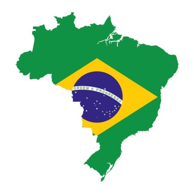 Brezilya haritalı bayrak silueti.
