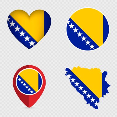 Bosnia and Herzegovina Flag Icons Pack. Vector illustration. clipart