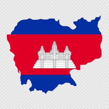 Bayrak taşıyan Kamboçya haritası silueti.