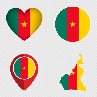 Kamerun Bayrak Simgeleri Paketi. Vektör illüstrasyonu.