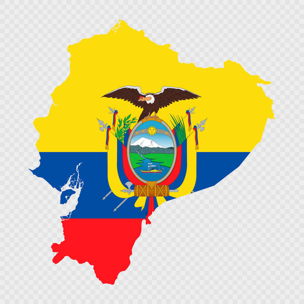 Силуэт карты Республики Эквадор с флагом.