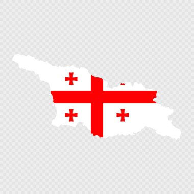 Beyaz zemin üzerinde bayrak olan Gürcistan haritası silueti