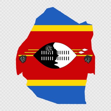 Bayrağı olan Eswatini haritası silueti.