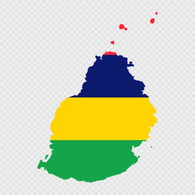 Mauritius harita silueti bayrak ile.