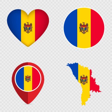 Moldova Bayrak Simgeleri Paketi. Vektör illüstrasyonu.