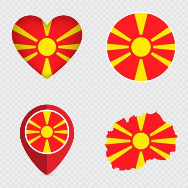 North Macedonia Flag Icons Pack. Vector illustration. clipart