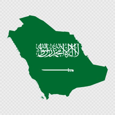 Bayrağı olan Suudi Arabistan haritası silueti.