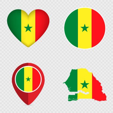 Senegal Flag Icons Pack. Vector illustration. clipart