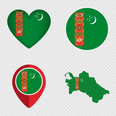 Turkmenistan Flag Icons Pack. Vector illustration. clipart