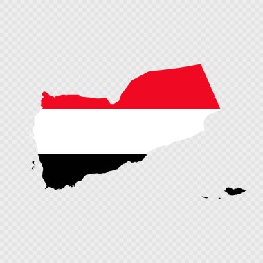Yemen haritası bayrak ile siluet.