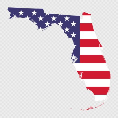 Amerikan ulusal bayrağıyla Florida eyalet haritası.