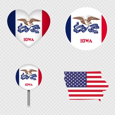Iowa Eyaleti Bayrak Simgeleri Paketi. Vektör illüstrasyonu.
