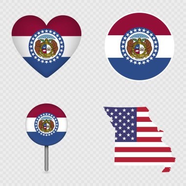 Missouri State Flag Icons Pack. Vector illustration. clipart