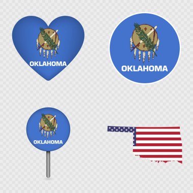 Oklahoma State Flag Icons Pack. Vector illustration. clipart