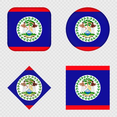 Belize Bayrak Simgeleri Paketi. Vektör illüstrasyonu.